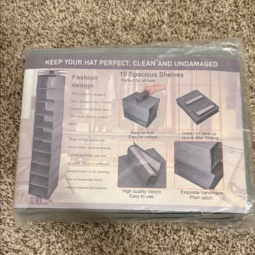 Brand New Gray Hanging Closet Organizer by